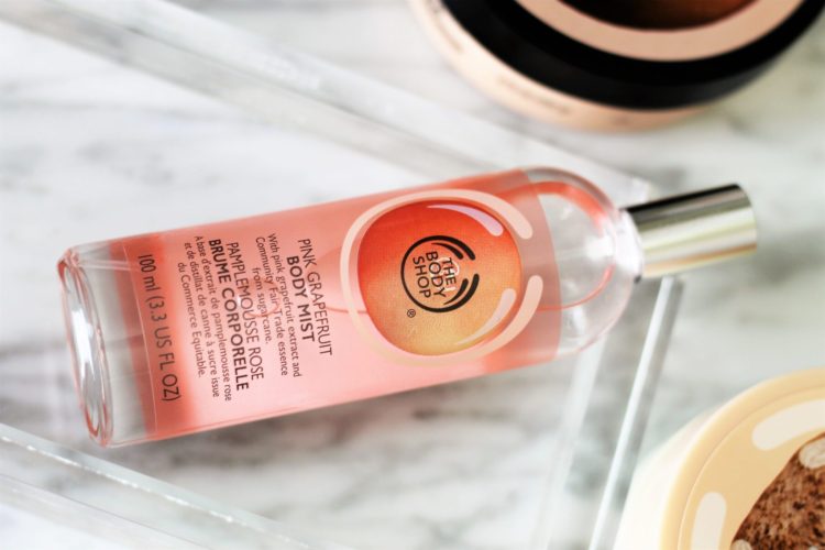 pink-grapefruit-body-mist-the-body-shop-products. postpartum care kit.