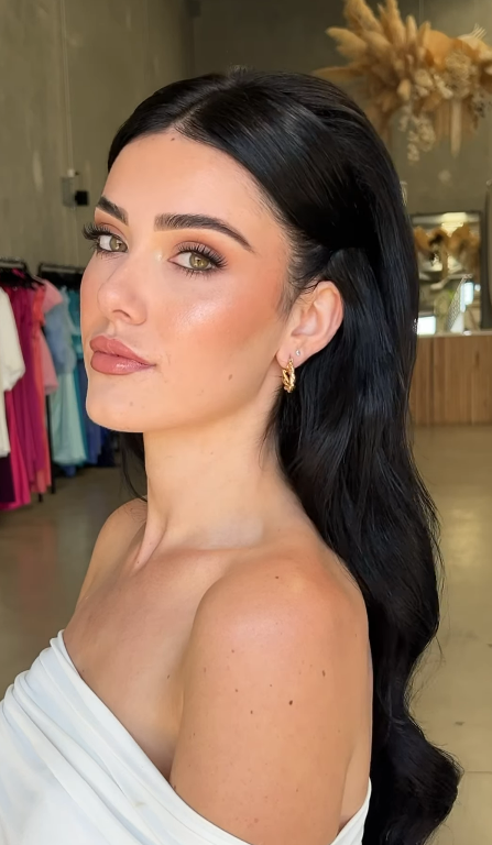 Slicked back hairstyles for casual to cocktail. Slicked-back-all-down-bridal-hair.