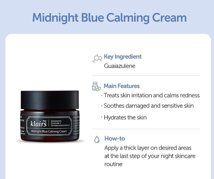 klairs midnight blue calming cream ingredients