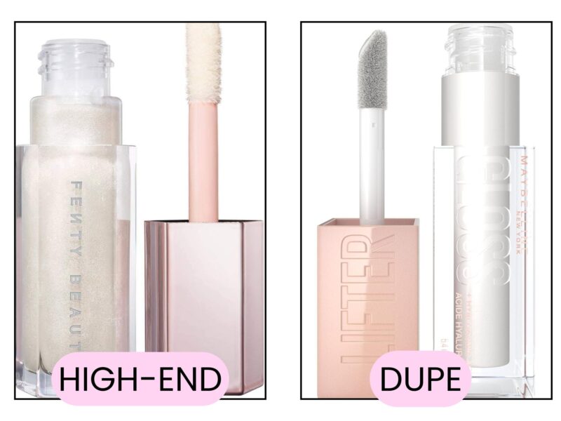 Best makeup dupes for 2025. Clear lip gloss dupes fenty vs maybelline