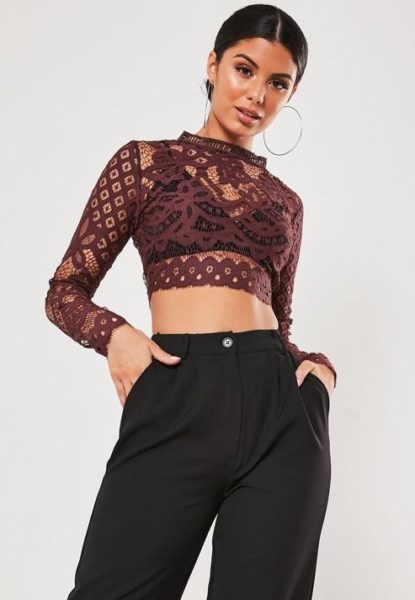 purple-lace-long-sleeve-crop-top - Blush & Pearls