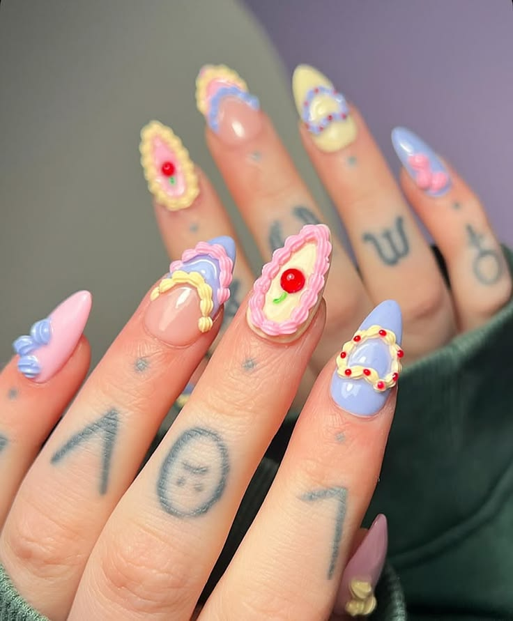 3D birthday nail art.