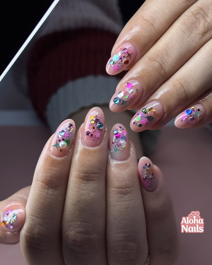 Bejeweled birthday nails set.