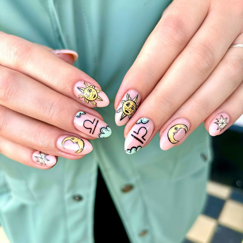 Horoscope inspired birthday nails - Libra.