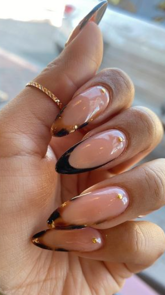 nude nail designs. nude nail ideas animal print.leopard french tip spring summer nails