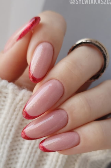 nude nails tipped. pink nude nail insp. nude nail designs.red french tipped nude spring summer nails designs