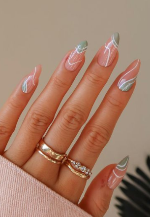 nude nails design ideas. nude nails simple. swirl nude spring summer nails designs