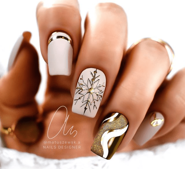 gold winter nails designs for holidays