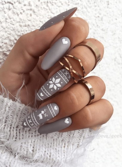 matte gray winter nail designs