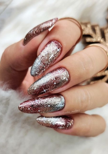 melted glitter christmas nail designs for winter