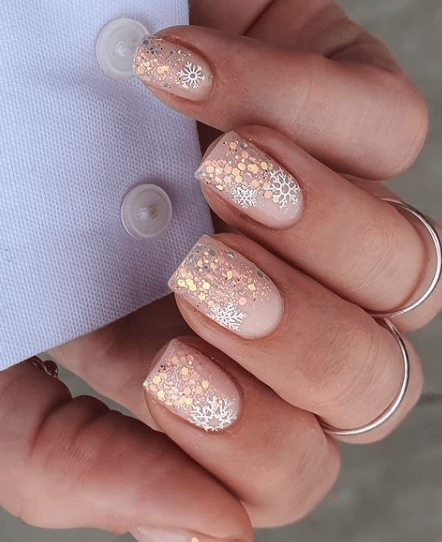 pink snowflake nail art