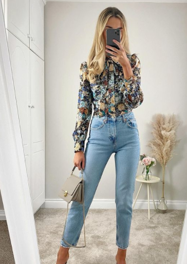 spring casual outfit floral blouse ...