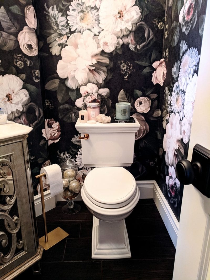 My Powder Room Remodel ftg. Ellie Cashman Dark Floral Wallpaper - Blush & Pearls My Powder Room Remodel ftg. Ellie Cashman Dark Floral Wallpaper - Blush & Pearls