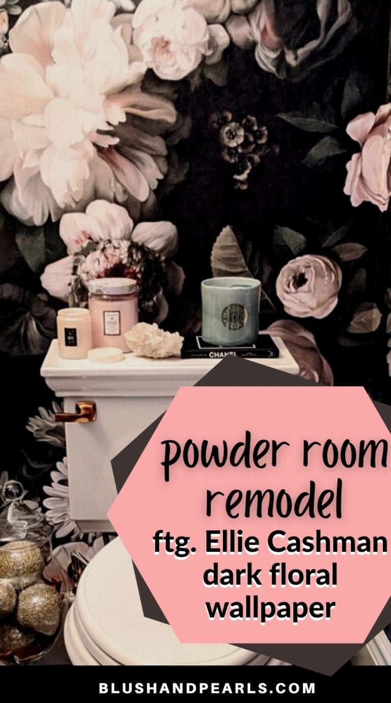 ellie cashman dark floral wallpaper bathroom. powder room home decor