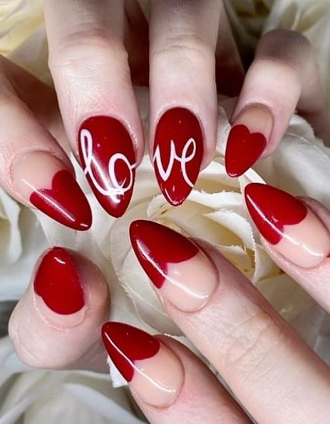 LOVE valentines day nails art. valentines nail design ideas.