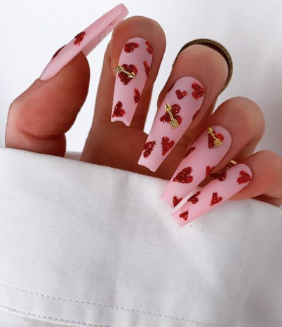 hearts and arrows valentines nail design ideas. valentines day nail art