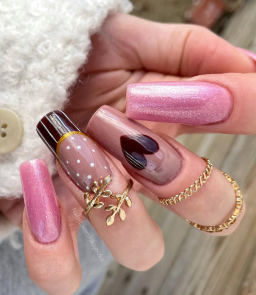 pink and nude valentines day nails designs. valentines nail art ideas.