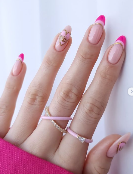 pink french tip valentines day nails design. valentines nails art ideas