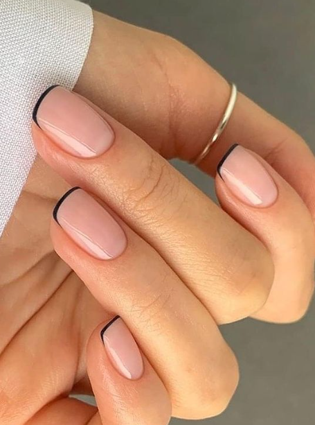 black tipped nude nails. soft pink nude nails. simple nude nails ideas. nude nails short. nude nails classy