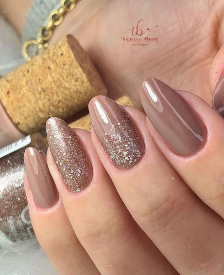 brown nude nails. fall nails ideas. nude nails warm skin tone. nude nails glitter acrylic. nude nail ideas. nude nails inspo.