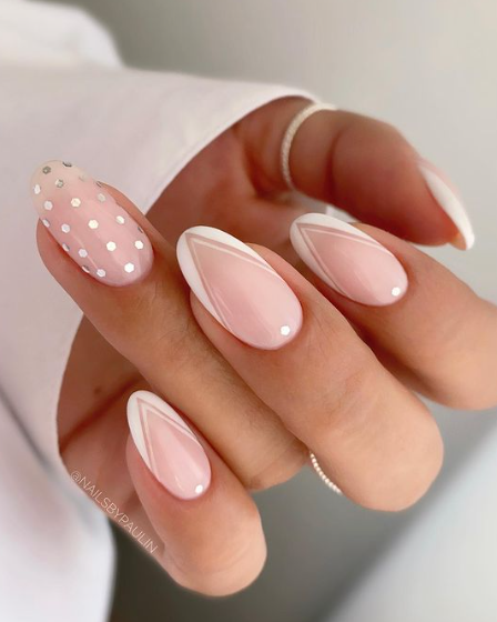 nude nails designs. nude nail insp. nude acrylic gel nails. soft pink nude nails. polka dot nail designs.. wedding nails.