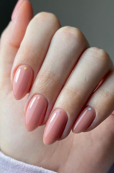 nude nails polka dots. classic pink nude nails simple. nude nail ideas.