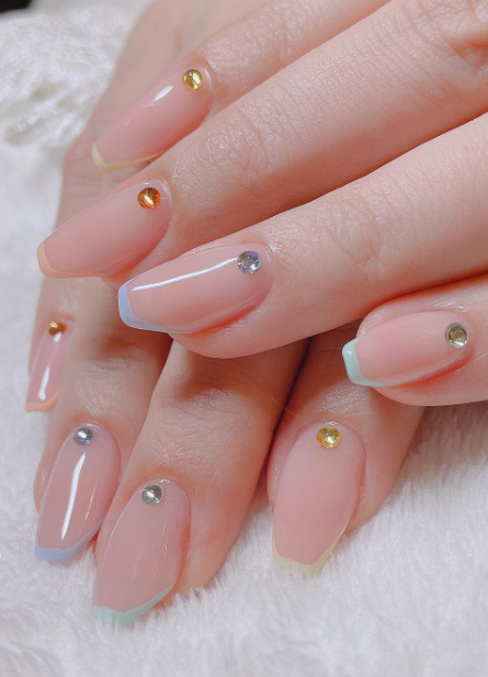 nude nails with crystals. nude nails ideas. nude coffin nails. nude acrylic nails. nude wedding nails.. nude glam nails.