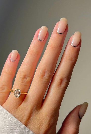 nude nails with silver. nude nails ideas. nude nails simple. nude nail trends. nude nails inspo