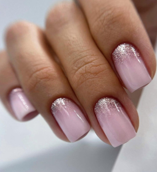 soft pink glitter nude nails. party nude nails inspo. wedding nude nails. nude nail ideas gel acrylic.