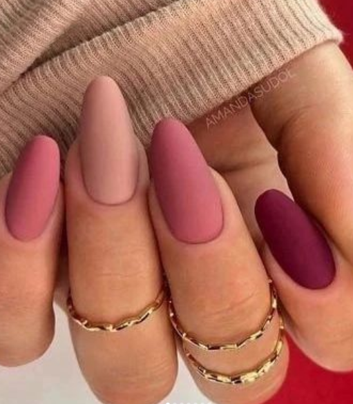fall berry toned nails. pink and mauve fall nails for autumn fall berry toned nails. pink and mauve fall nails for autumn almond acrylic shape.almond acrylic shape.