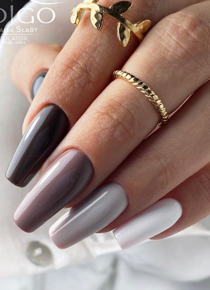 fall nail ideas. gray and purple nail colors. fall nails designs