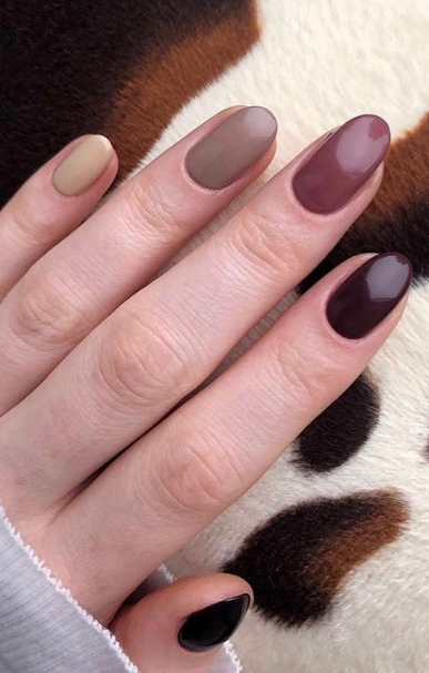 fall nude warm brown nails. fall nails ideas. fall nail designs brown.