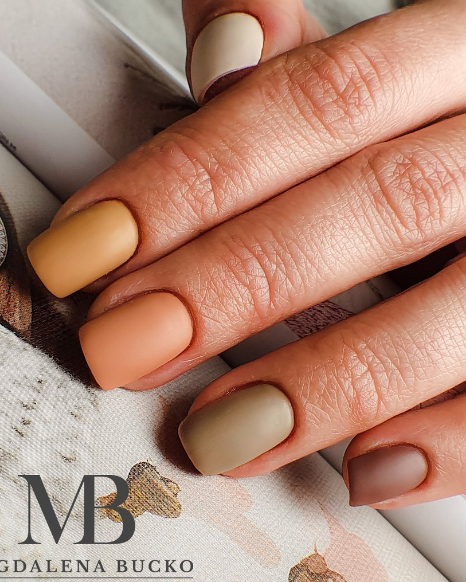 nude neutral fall nails. matte fall nail ideas. fall nails designs