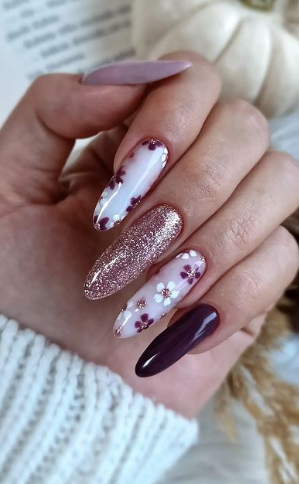 rose gold glitter fall nails. october nail designs