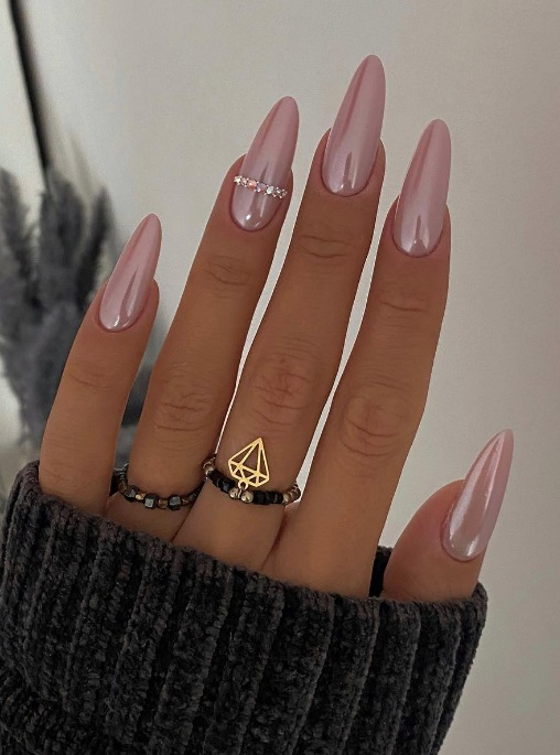 pink chrome almond nails. pink glazed donut wedding nails. bridal nail ideas long romanti pink. glam nails.