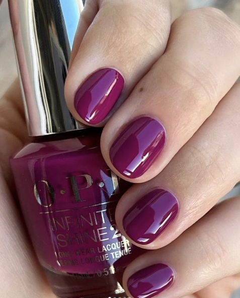 OPI Feeling Berry Glam nail polish color. purple winter nails. january nails. winter solid nail color ideas.