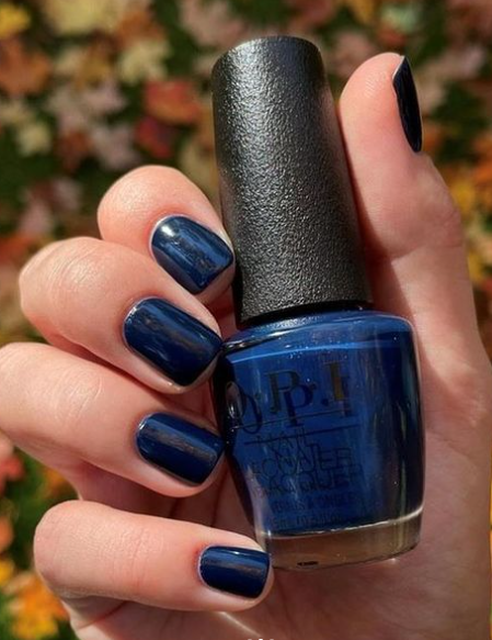 OPI Midnight Mantra deep blue nail polish. winter nail colors. january nails. blue nail polish colors. february nails.