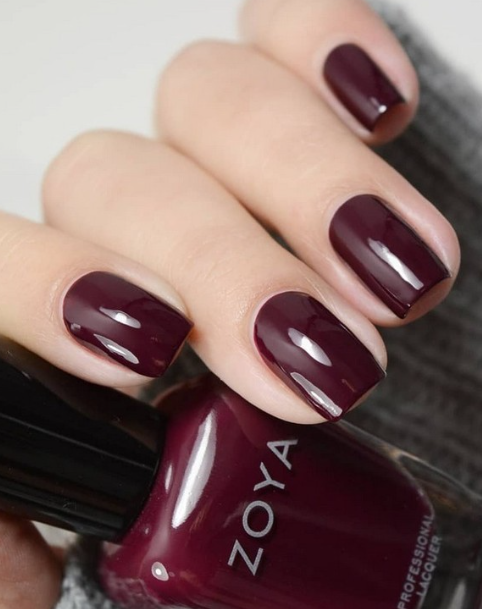 Zoya Rachael burgundy nail polish. winter nails. january nails. red nail polish colors. zoya nailpolish.