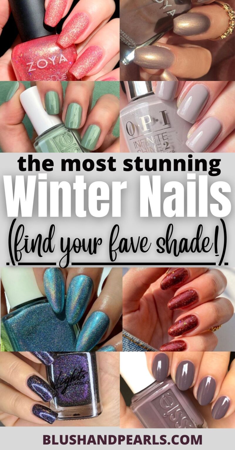 winter nails. january nails. blue and grey nail polish.