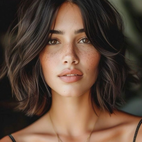 brown voluminous bob haircut to make thin hair look thicker