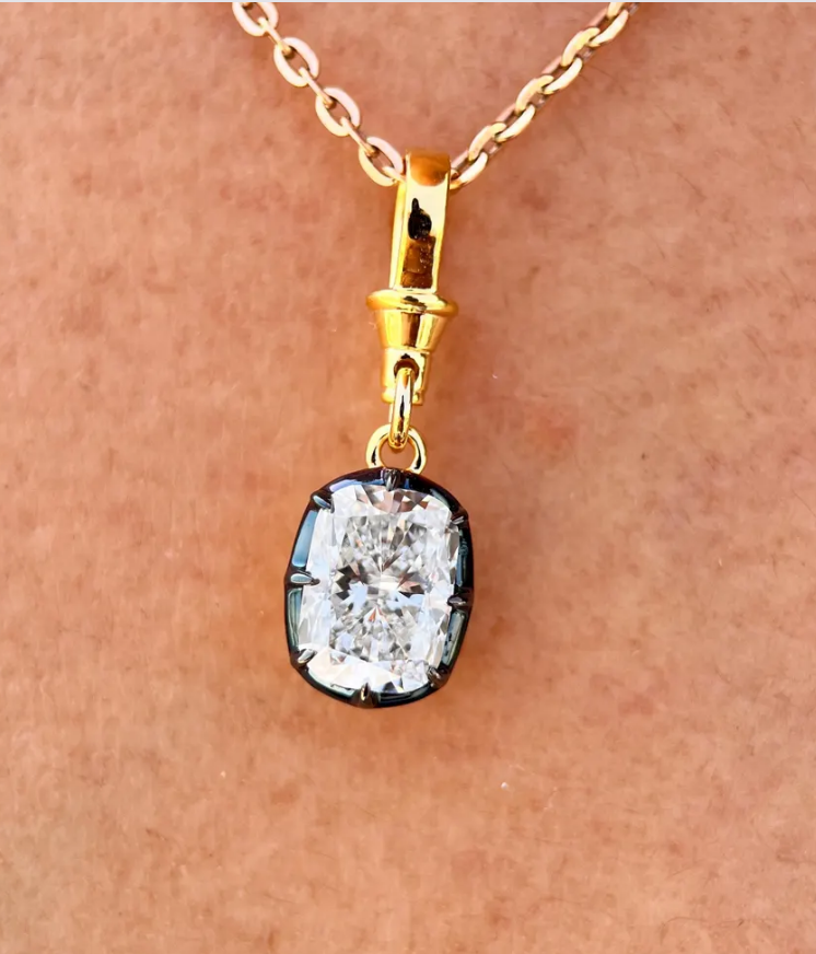 Cushion Cut Lab Grown Diamond Collet Pendant Cushion Cut Lab Grown Diamond Collet Pendant