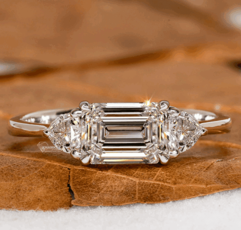 East West Emerald Cut Lab Grown Diamond Engagement ring East West Emerald Cut Lab Grown Diamond Engagement ring