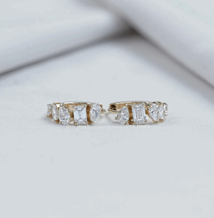 Mixed Cut Lab Grown Diamond Hoop Earrings Mixed Cut Lab Grown Diamond Hoop Earrings