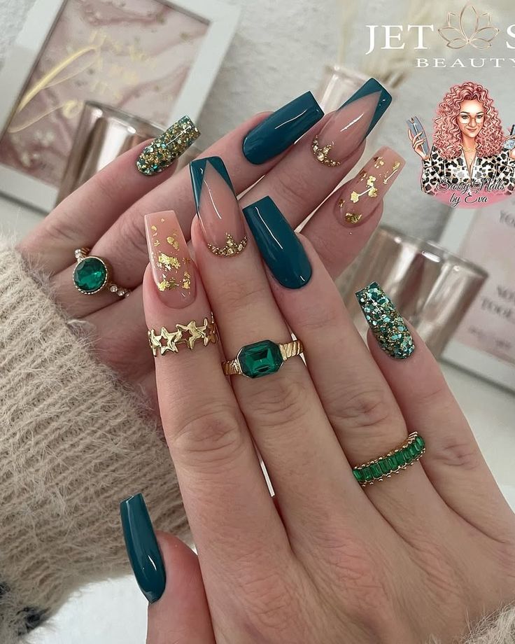 Emerald green acrylic fall nails designs Emerald green acrylic fall nails designs