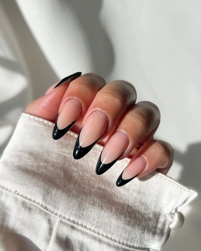 Black tipped fall acrylic nails designs Black tipped fall acrylic nails designs