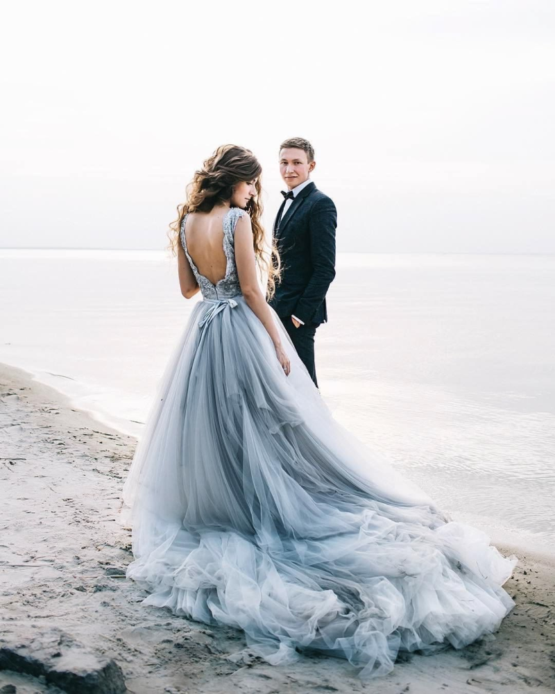 Blue Cinderella tulle wedding dress Blue Cinderella tulle wedding dress