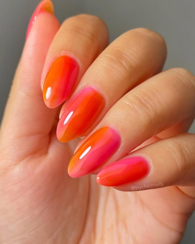 Orange-ombre-jelly-nails-summer
