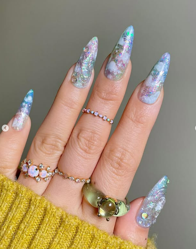 Cloud and sky celestial nails