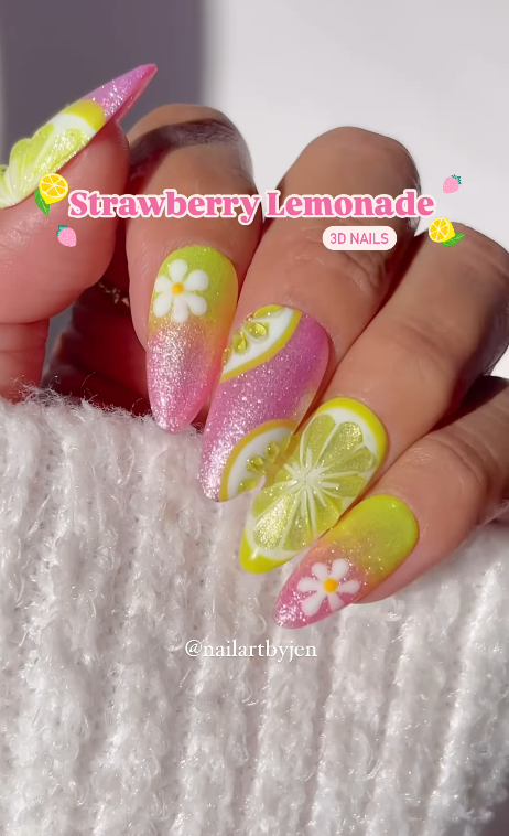 Strawberry and Lemon Summer Nail Art Strawberry and Lemon Summer Nail Art