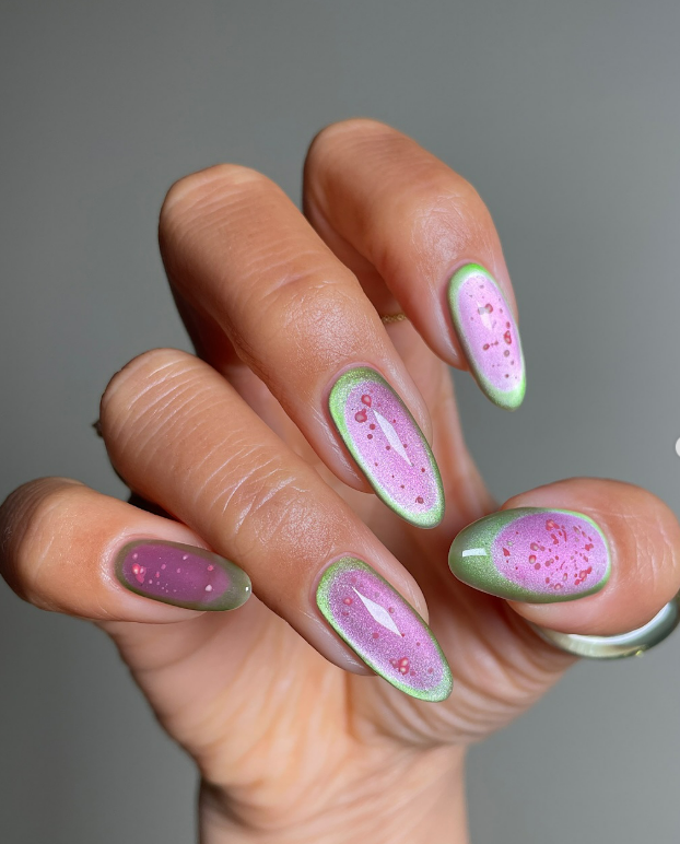 Watermelon glass jelly nails for summer Watermelon glass jelly nails for summer